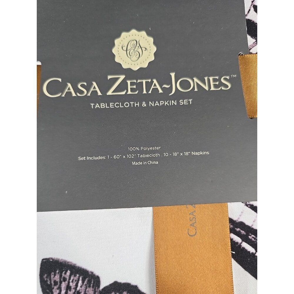 Casa Zeta-Jones "60 × 102" Tablecloth & (10) "18 x 18" Napkin Set Butterfly - Picture 3 of 5